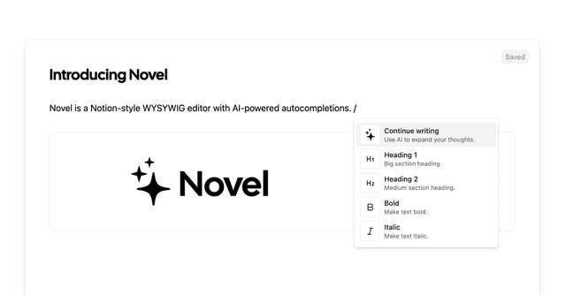 Novel β AI-powered Notion-style editor