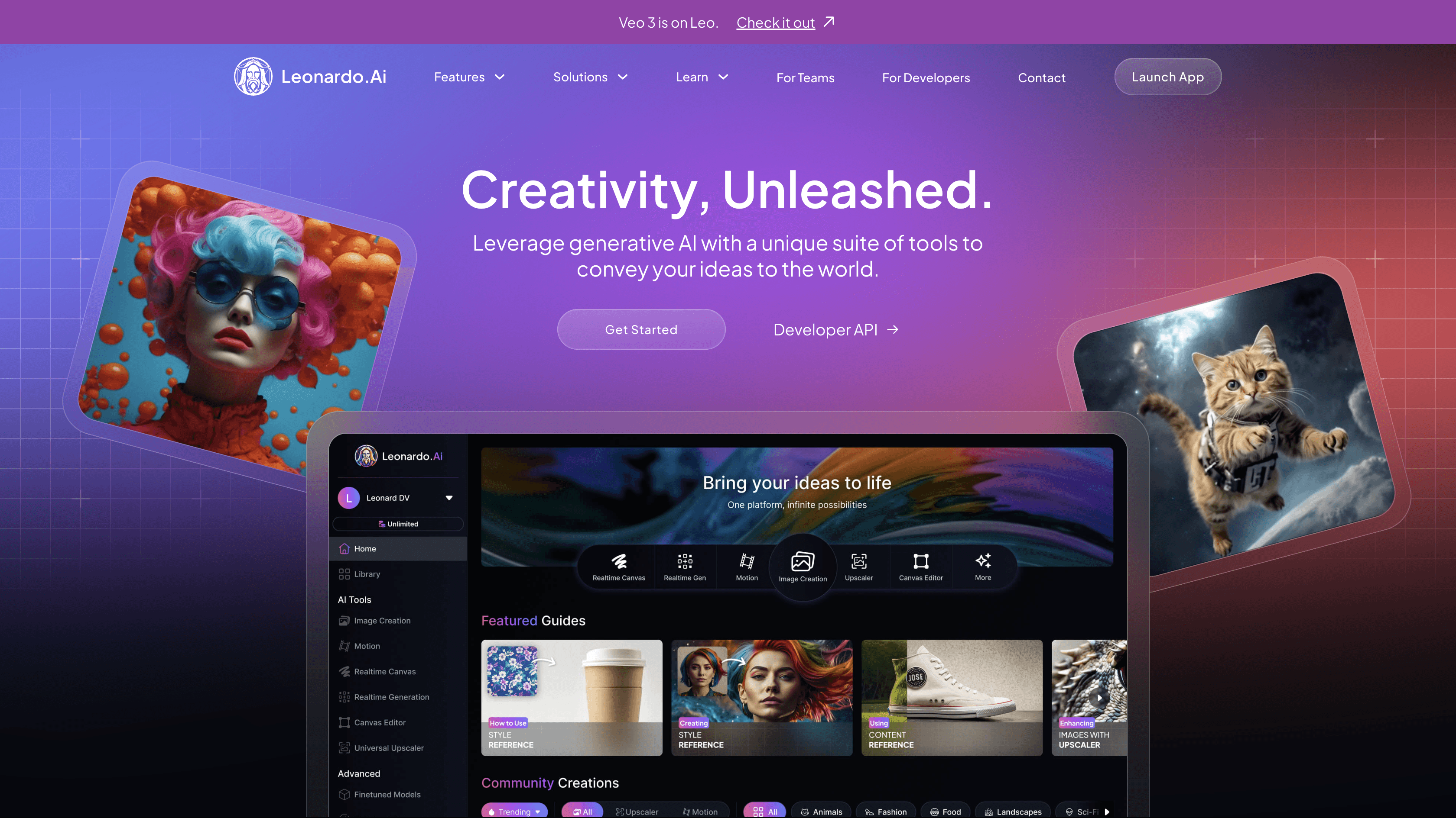 Screenshot of https://leonardo.ai/