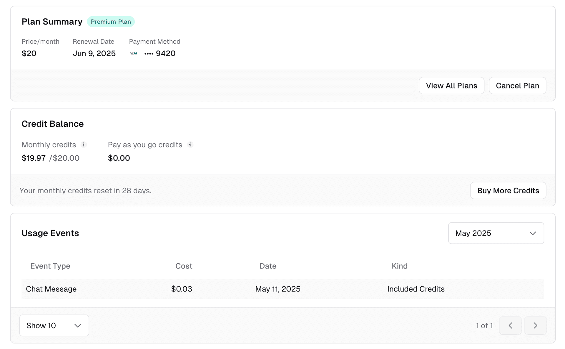 Updated Billing and Usage tab of your v0 Project Settings.